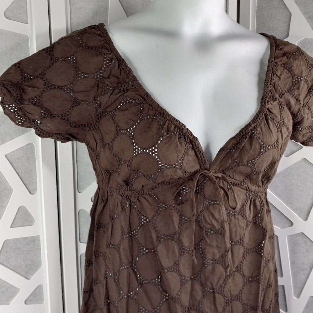 La Blanca Rod Beattie M Eyelet Swim Cover Up Semi Sheer Beach Dress